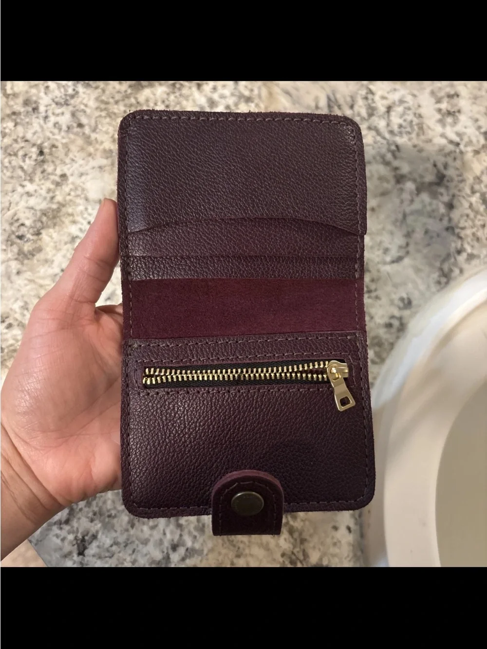 Portland Leather manifold Card Wallet - plum